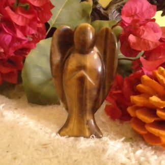 Large tigers eye stone angel