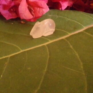 carved rose quartz rat