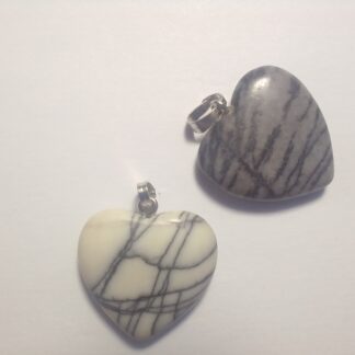 Spider Web Jasper Heart Pendant