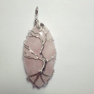 Rose Quartz Wire Wrapped Gemtree Pendant (F47)