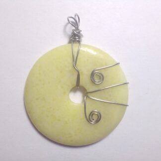 Pi Stone - Green Jade Wire Wrapped Pendant