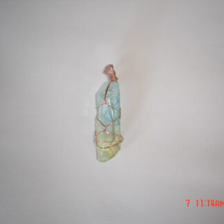Yellow Blue Aura Quartz Wire Wrapped Pendant (F316)