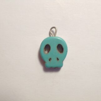 Magnesite Flat Skull Pendant - Small Blue (F385)