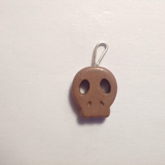 Magnesite Flat Skull Pendant - Small Brown (F377)