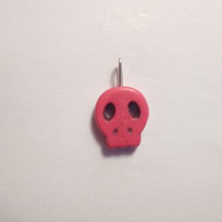 Magnesite Flat Skull Pendant - Small Pink (F376)