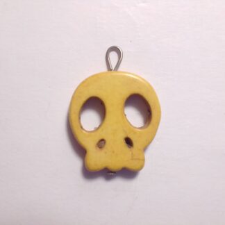Magnesite Flat Skull Pendant - Large Yellow (F3761)