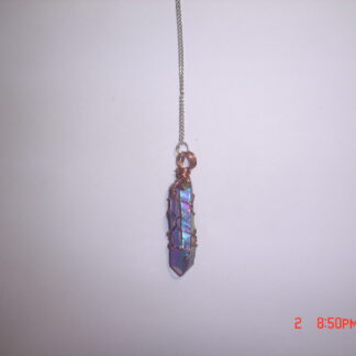 Titanium Aura Quartz Wire Wrapped Pendulum (F585)