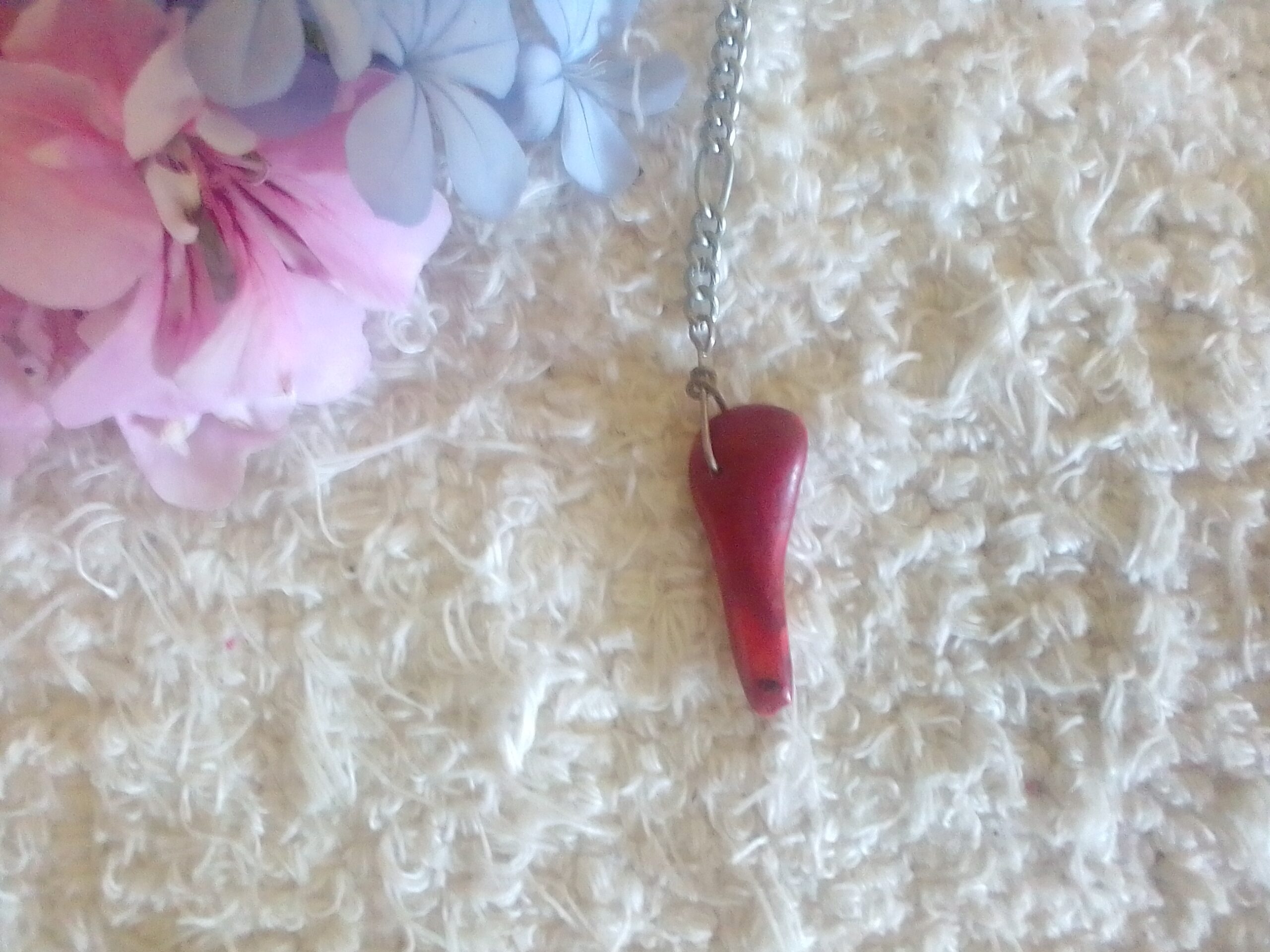 Unique red colored coral pendulum