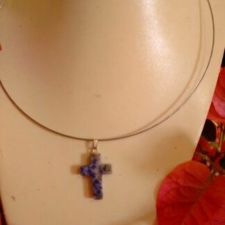 sodalite cross on a short necklace