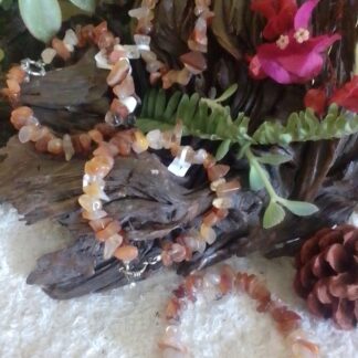 Carnelian Large Chip Stone Bracelet with vibrant orange and white stones, perfect for creativity, vitality, and grounding.