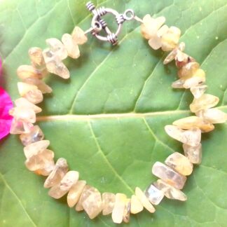 Rutilated Quartz Large Chip Stone Bracelet for sale