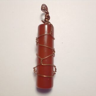 Carnelian Wire Wrapped Cylinder Pendant