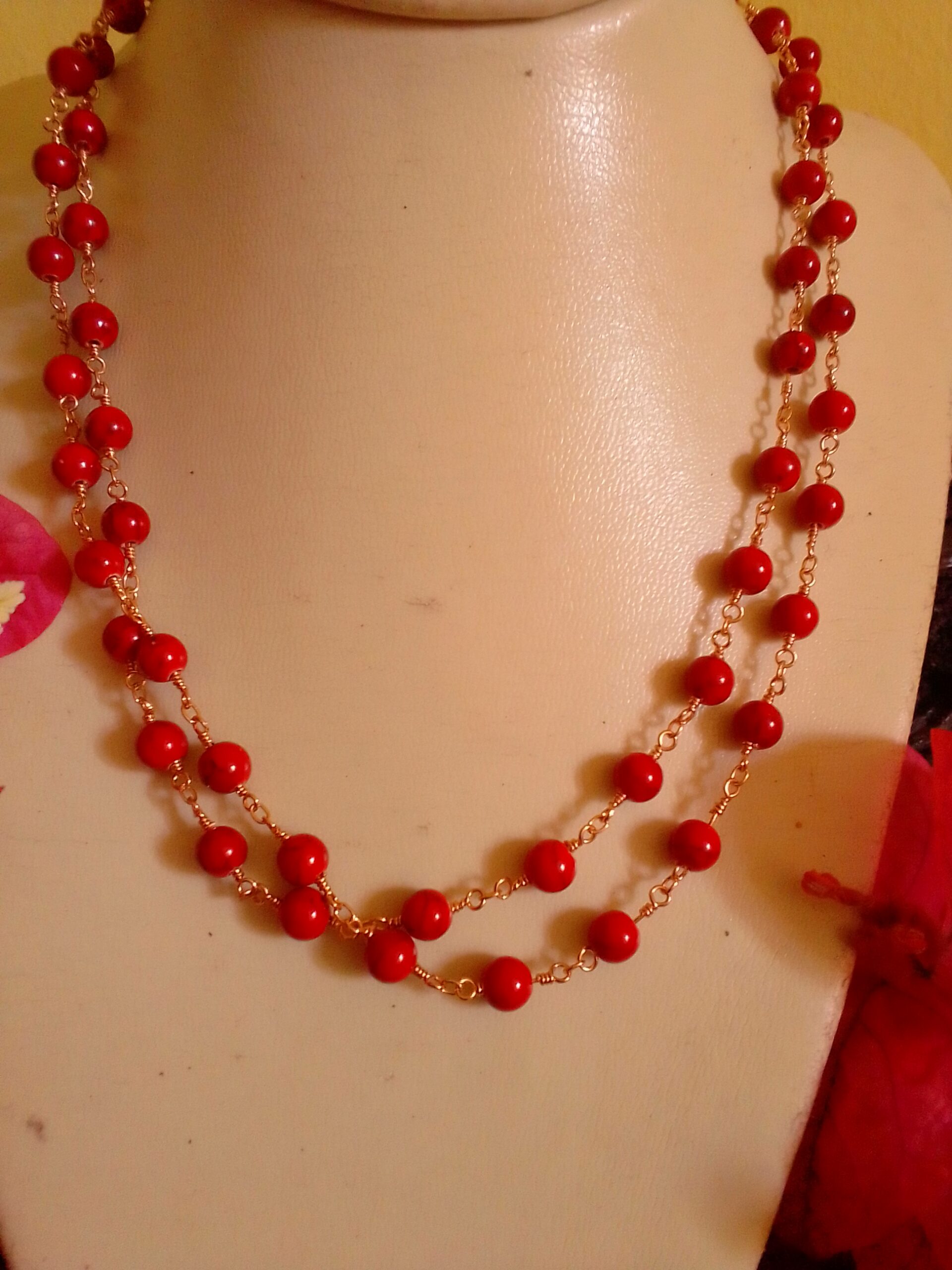Red Colored Coral Link Choker for fertility