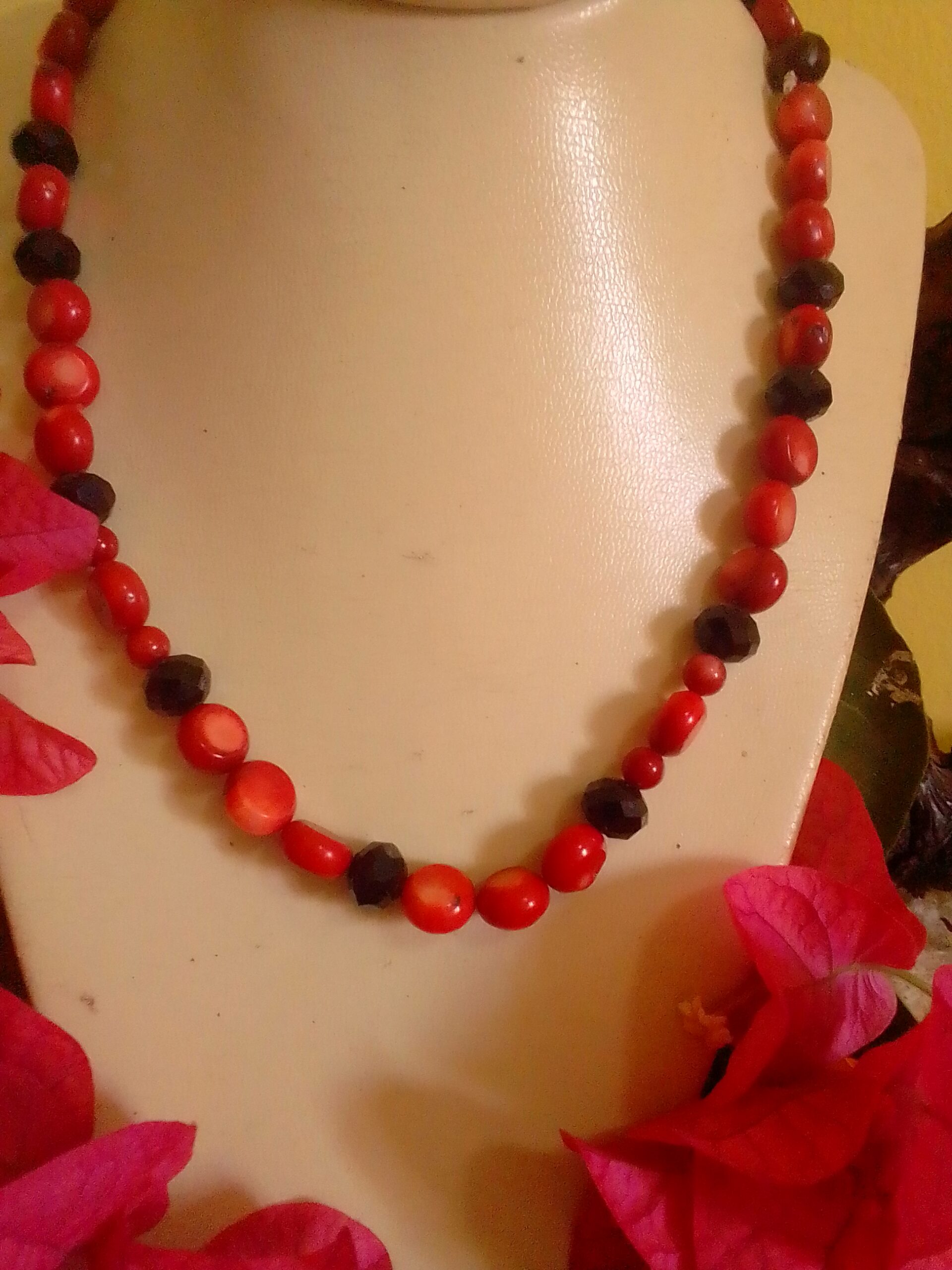 Ethically coral-colored necklace