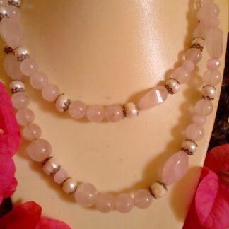 Buy double strand rose quartz necklace