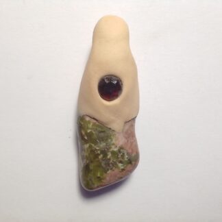 Unique Unakite and fimo pendant