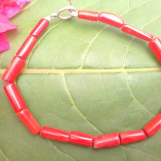 Ethically colored Coral Red Bead Bracelet