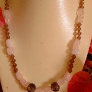 Shaped rose quartz bead necklace