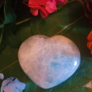 Blue calcite heart shaped crystal